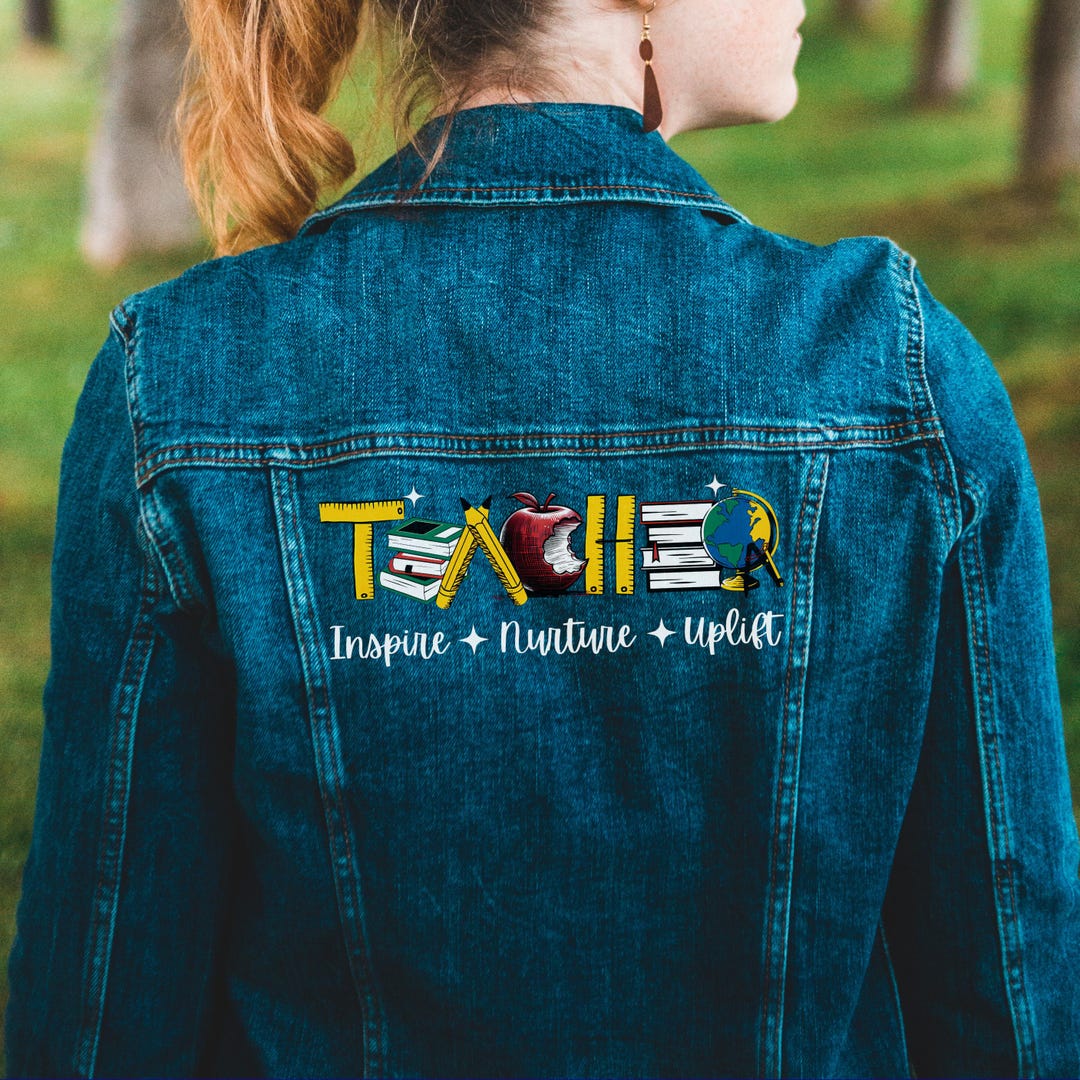 Teacher Embroidered Denim Jacket, Personalized Teacher Name, Custom ...