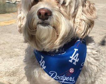 LA Dodgers Dog Bandana. Reversible Slip-on Collar Bandana. Los Angeles Dodgers Dog Gift