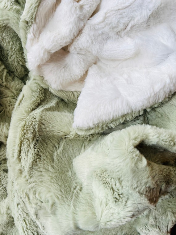Sage Green Minky Baby Blanket Faux Fur Baby Blanket Shower Etsy