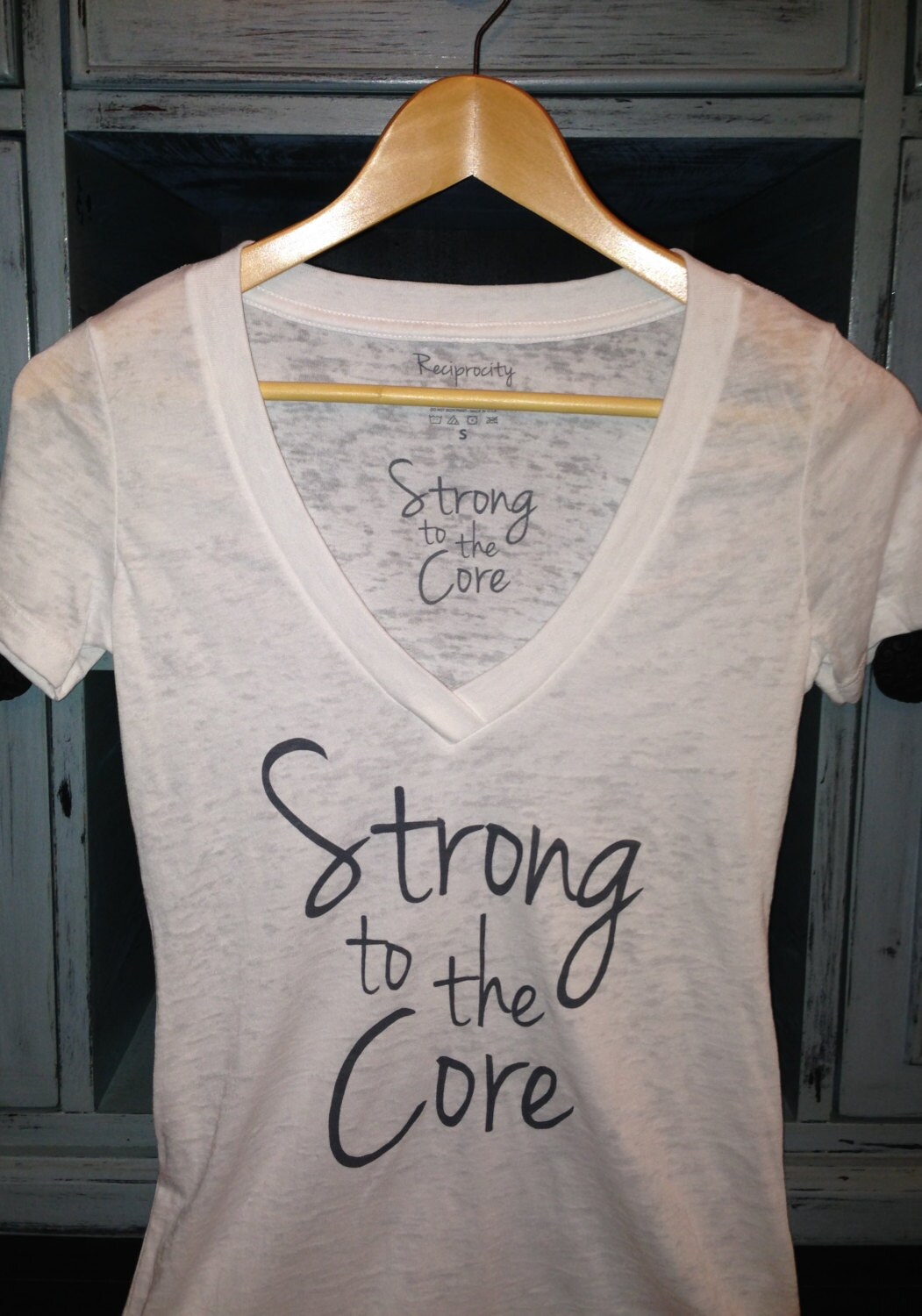 White Strong to the Core Burnout Deep V Neck Shirt Workout - Etsy