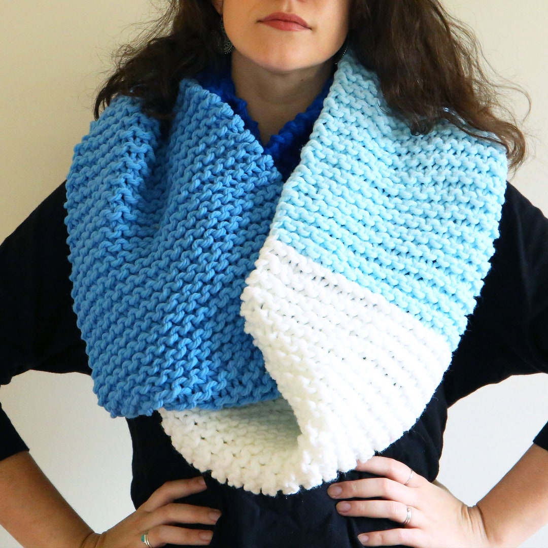 Chunky Blue Block Infinity Scarf - Etsy