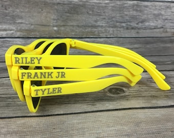 Yellow Personalized Sunglasses, Wedding Favors, Bachelorette Gifts, Bachelorette Sunglasses, Destination Wedding, Party Favors