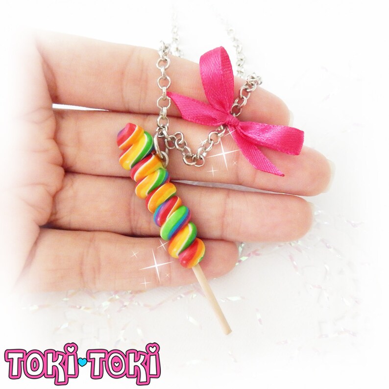 Polymer Clay Candy Necklace Lollipop Necklace Clay Etsy