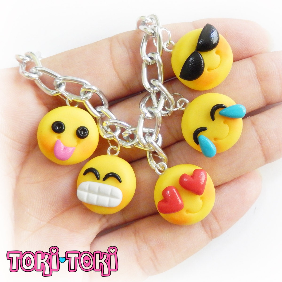 Emoji Bracelet Emoticon Charm Smiley Emoticon Polymer Clay Etsy