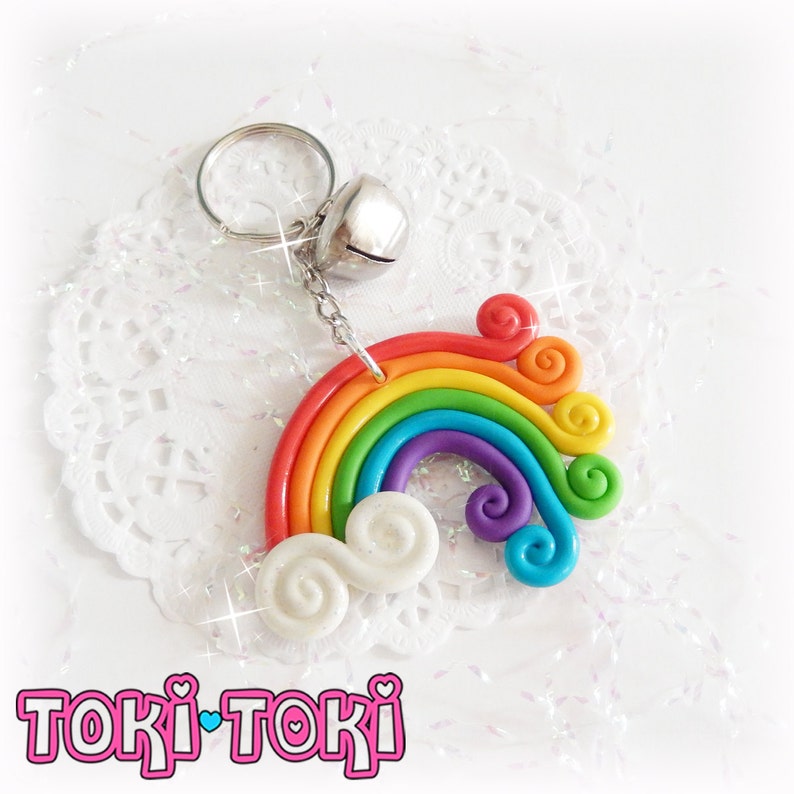 Rainbow Keychain Kawaii Polymer Clay Keychain Cute Kawaii Etsy