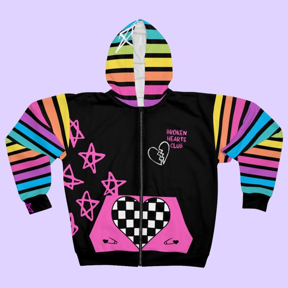 Broken Hearts Club Hoodie | Menhera Kei | Rainbow Emo | Alt Broken Hearts Club Hoodie | Menhera Kei | Rainbow Emo | Alt