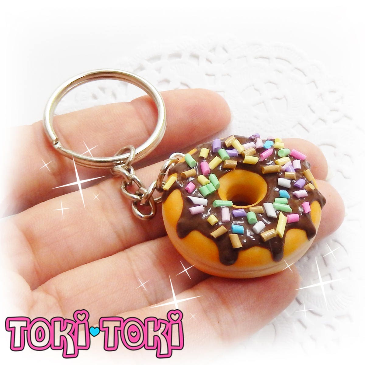 Donut Keychain Food Keychain Cute Food Polymer Clay Food Etsy