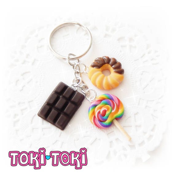 Novelty Polymer Clay Shortbread Inspired Biscuit Keyring//Bag Charm// Accessories