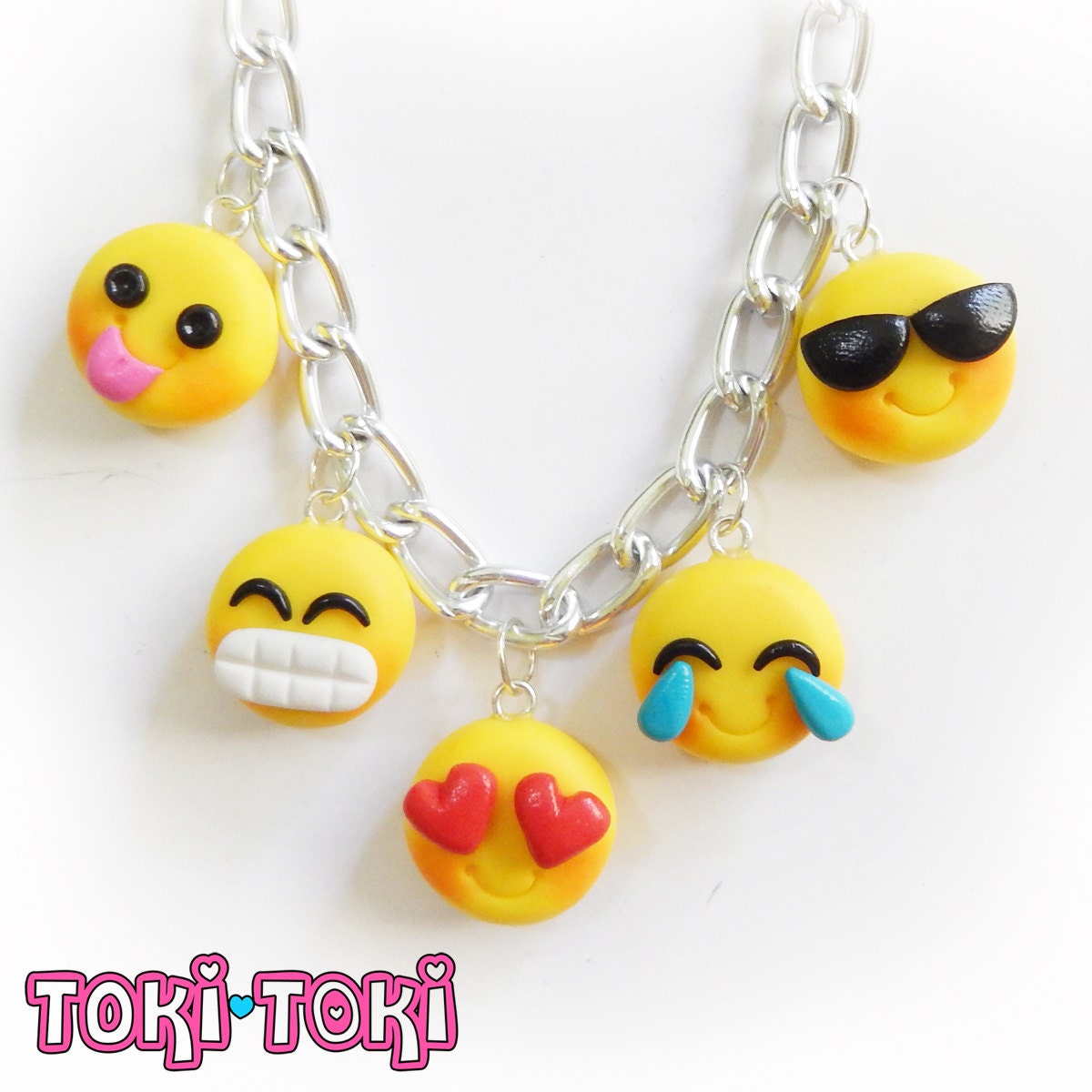 Emoji Bracelet Emoticon Charm Smiley Emoticon Polymer Clay Etsy