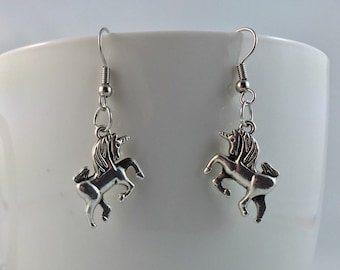 Unicorn Earrings - Unicorn Charm Earrings - Mythological Jewelry