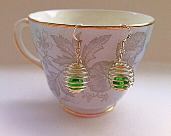 Silver Spring Earrings - Spring Bead Earrings