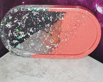 Glitter Resin Trinket Tray – Jewelry Dish, Vanity Tray, Key Holder, Resin Tray, Gift for Her