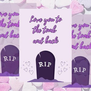 Grafsteen Tomb and Back Verjaardag Valentijnsdag Goth Gothic Spooky bewerkbare Vday-wenskaarten digitale canva download afdrukbare