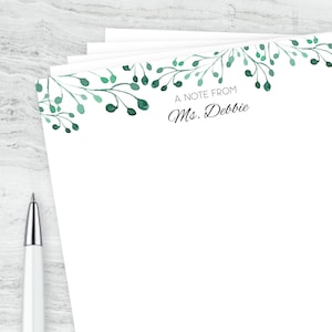 Amante de las plantas Nombre personalizado Acuarela Vides Carta Escribir Páginas: Papelería imprimible para maestro, mamá, amigo y usted