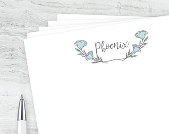 Personalized Name with Vintage Style Bluebell Flowers Letter Writing Pages : Printable Stationery for Teacher, Mom, Friend and You