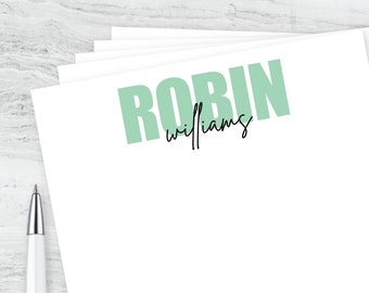 Personalized Stationery Pages with Bold Name in Color of Choice : Custom Gift for Letter Writing