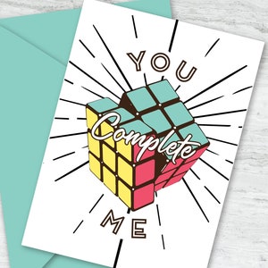 You Complete Me Rubik's Cube 5x7 Tarjeta de felicitación para San Valentín, aniversario o amor
