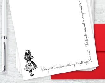 Alice in Wonderland Printable Letter Writing Pages : Set of 4 Digital Designs