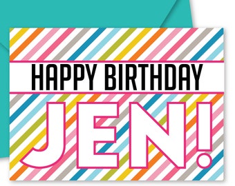 Personalized Rainbow Birthday Card : Free Shipping
