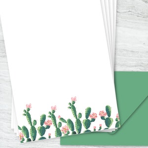 Páginas de papelería para escribir cartas imprimibles de cactus en acuarela: Diseño digital