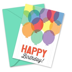 Happy Birthday Balloon Party 5x7 Greeting Card : Free Shipping