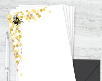 Printable Bumble Bee Honeycomb Letter Writing Pages : Digital Design