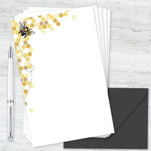 Printable Bumble Bee Honeycomb Letter Writing Pages : Digital Design