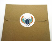 Blue Egyptian Scarab, 24 Pack of Circle Stickers FREE SHIPPING