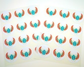 Egyptian Scarab Teal , 24 Pack of Circle Stickers FREE SHIPPING
