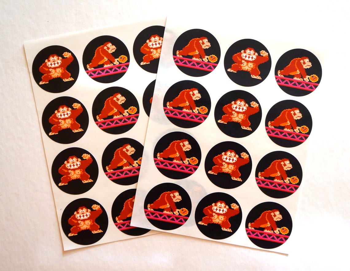 Arcade Game Retro Donkey Kong Stickers: Set of 24 Stickers - Free ...