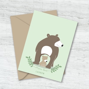 Aangepaste Mama Beer of Papa Beer Wenskaart, Gepersonaliseerde Moederdag of Vaderdag 5x7 Wenskaart met Envelop