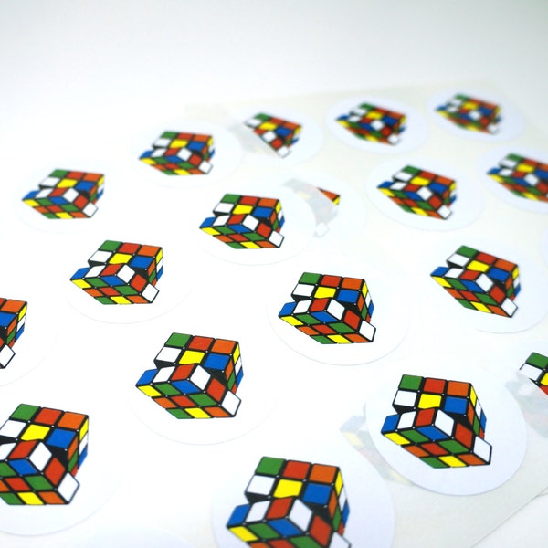 Stickers Rubik’s Cube rétro, Pack 24 : LIVRAISON GRATUITE