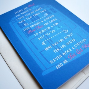 Dr. Who Love Poem : TARDIS Greeting Card Printable Card, Instant Download image 4