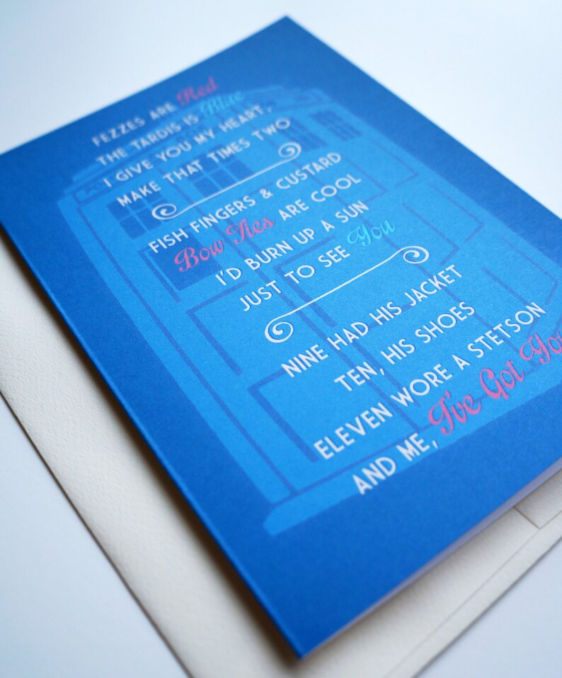 Dr. Who Love Poem : TARDIS Greeting Card Printable Card, Instant Download image 4