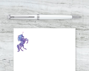 Printable Magical Unicorn Purple and Blue Letter Writing Pages, Digital Design