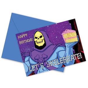 ¡Vamos a hacer Skele-brate! Feliz cumpleaños Skeletor cumpleaños 5 x 7 tarjeta de felicitación: envío gratuito