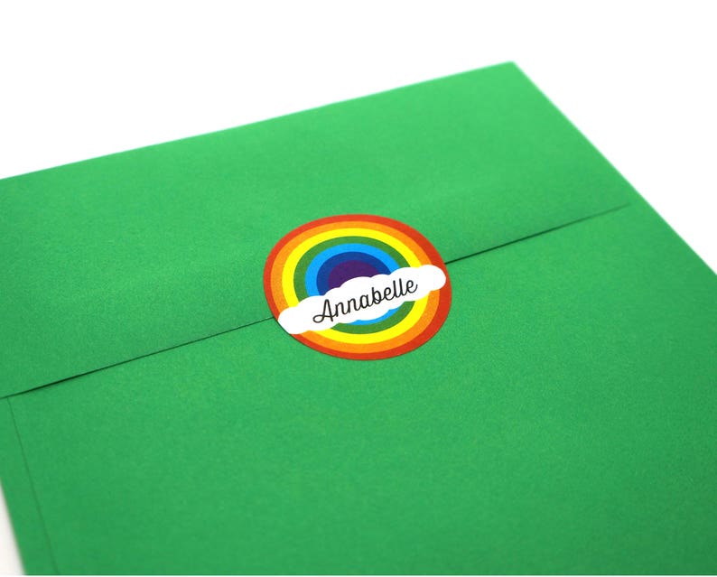 Free Shipping 30 Circle Stickers Personalized Rainbow Stickers