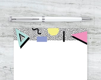 Printable Retro 80&#39;s Style Memphis Letter Writing Pages : Digital Design