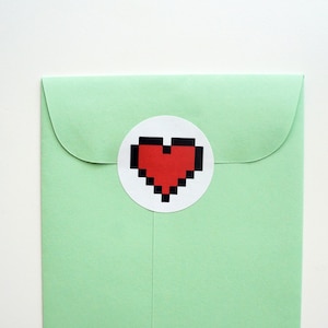 Corazón de 8 bits con amor, 24 paquetes de pegatinas circulares: ENVÍO GRATIS