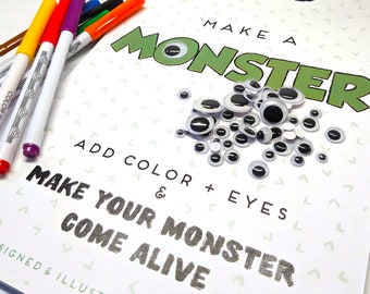 Make a Monster 2026 Calendar, Add Color and Googly Eyes to Make your Monster Come Alive : Free Shipping, Coloring Book Calendar