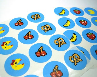Mr and Ms Retro Arcade with Fruit Sticker - 24 Sticker Pack