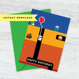 Cartão de aniversário Dig Dug Retro Arcade 5x7 para impressão: download instantâneo, design digital