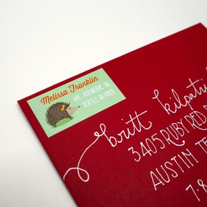 Custom Hedgehog Return Address Labels, 40 Labels - Free Shipping