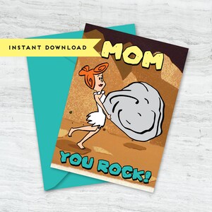 Mama, du rockst. Flinstones Wilma Grußkarte : Karte zum Ausdrucken, Sofort Download