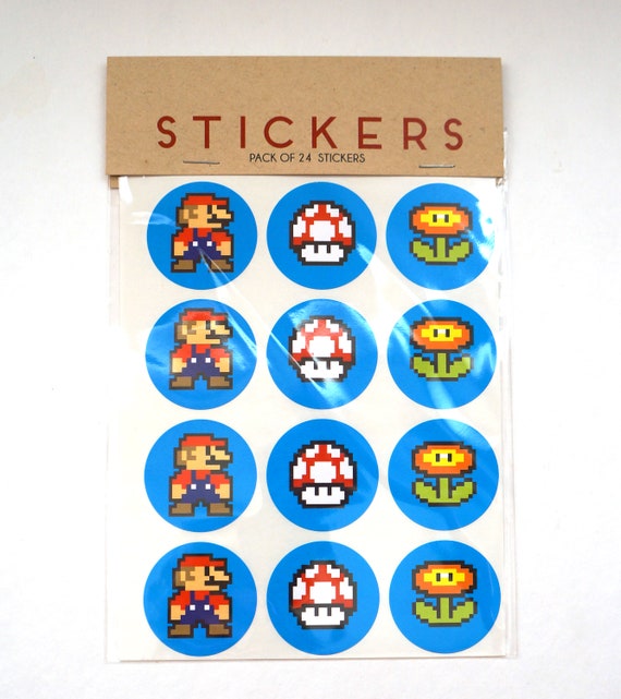 Set of 24 Stickers Free Shipping Mario and Luigi Video Game Stickers