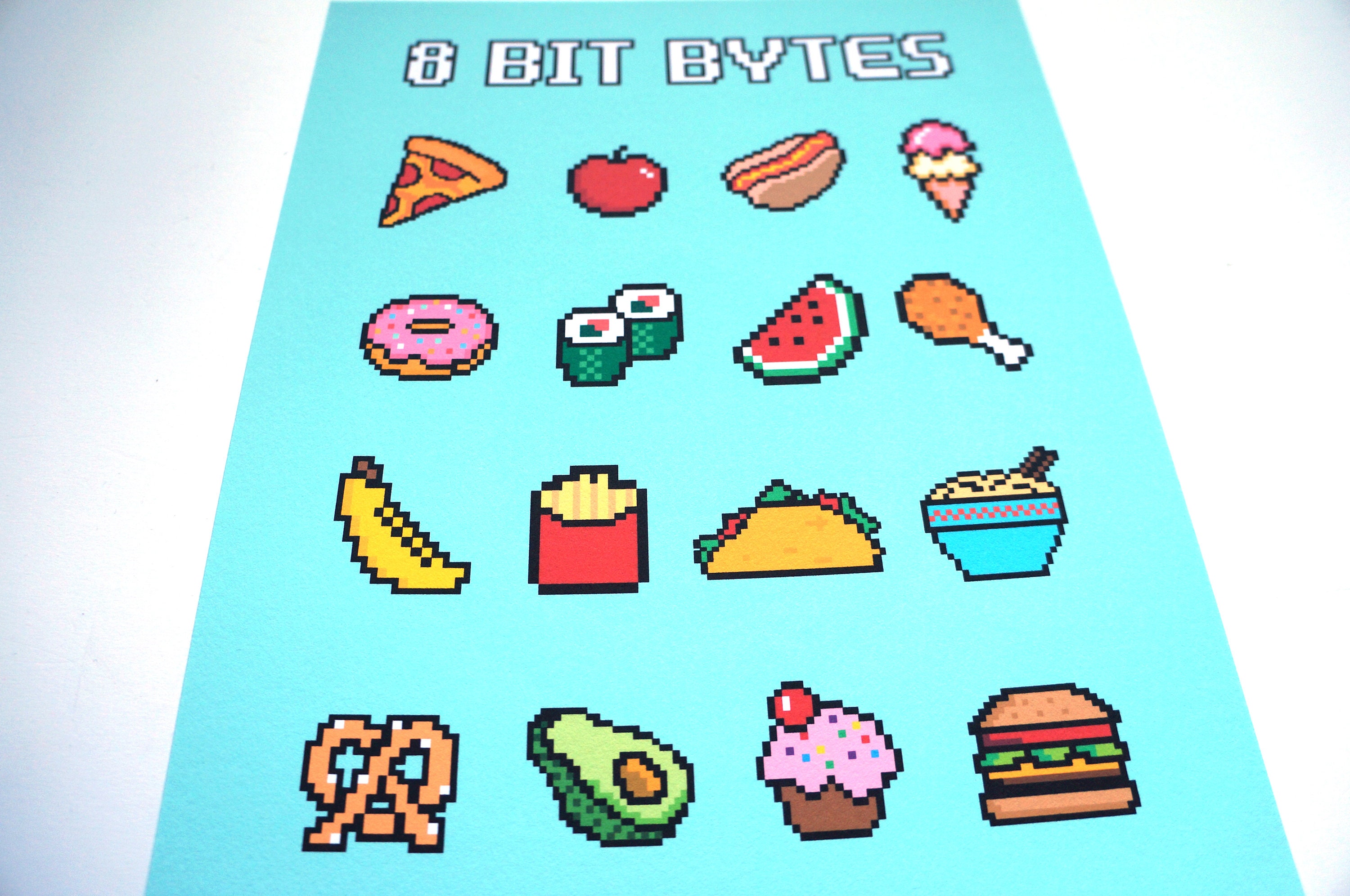 8 Bit Bytes Nerdy Fun Food Art Print 8x10, INSTANT DOWNLOAD, Digital ...
