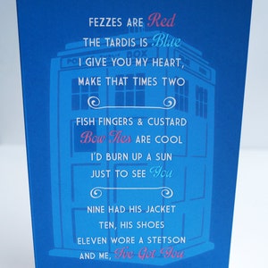 Dr. Who Love Poem : TARDIS Greeting Card Printable Card, Instant Download image 5