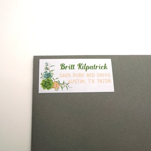 Succulent Cactus Coral and Green, Custom Return Address Labels, 40 Labels : Free Shipping