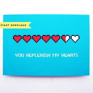 Usted repone mis corazones amor tarjeta de felicitación : Descarga instantánea, tarjeta imprimible, descarga digital