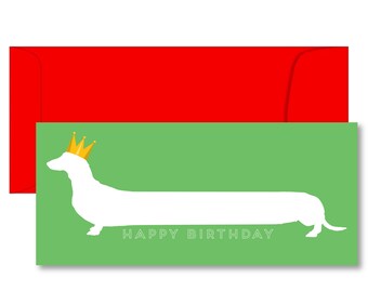 Happy Birthday Weiner Dog, Dachshund Greeting Card - Free Shipping